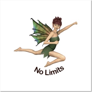 No Limits cute elf fairy faerie flying through air dragon wings Posters and Art